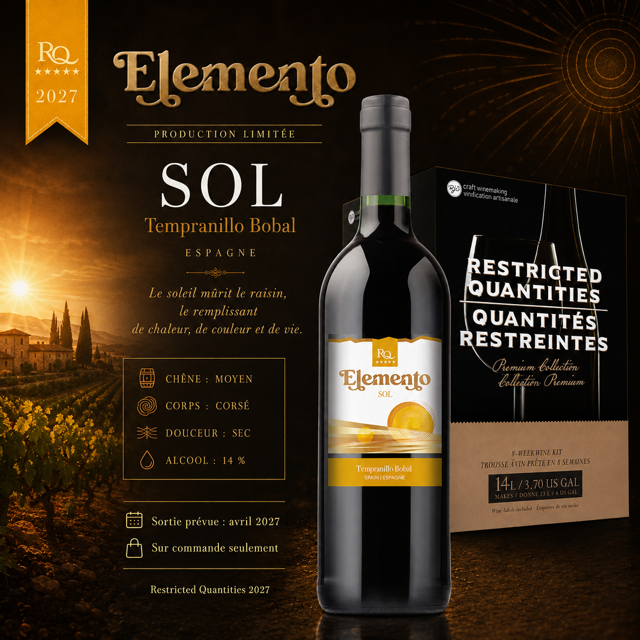 SOL — Tempranillo Bobal, Espagne | Elemento RQ27